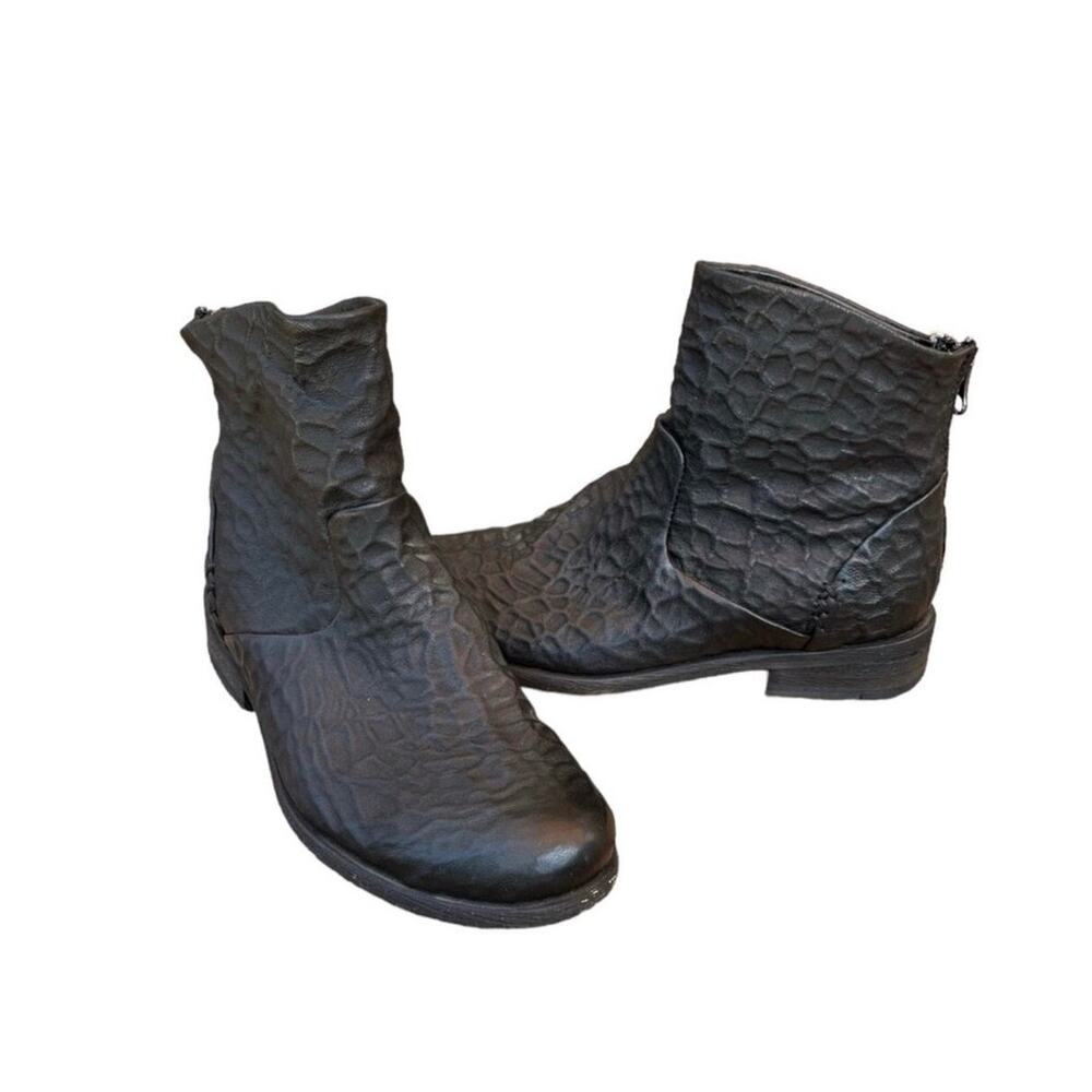 Free People Textured Ankle Boots Black Leather